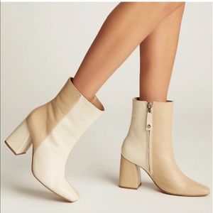 Color block leather handmade booties. *NEW WITH TAGS